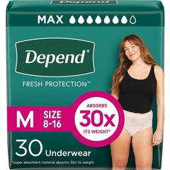 Disposable Urine Protection Adult Diapers for Women, 30 Count, Blush Color