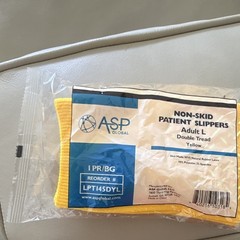 ASP Global Non-Skid Patient Slippers Double Tread Yellow Poly/Spandex LPTI45DYL