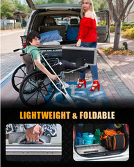 6FT Folding Wheelchair Ramp Aluminum Non-Slip 600lb Portable Threshold