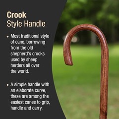 Brazos Handcrafted Wood Walking Cane, Twisted Oak, 37 Inch (Pack of 1), Red