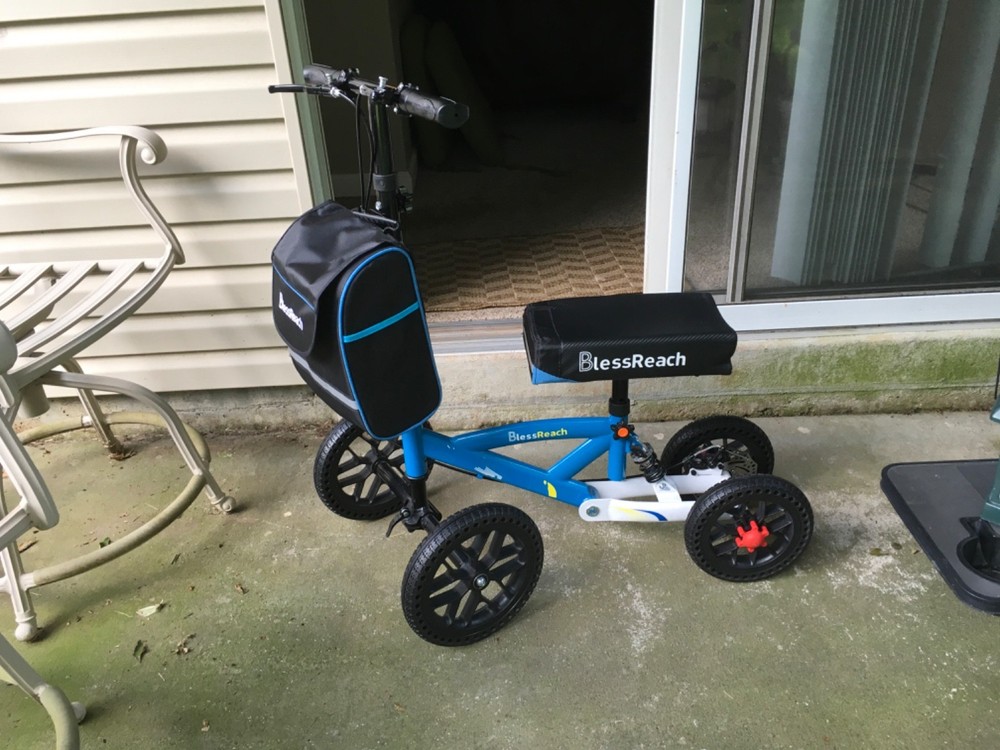 BlessReach All Terrain Foldable & Compact Steerable Knee Scooter Senior 300lb