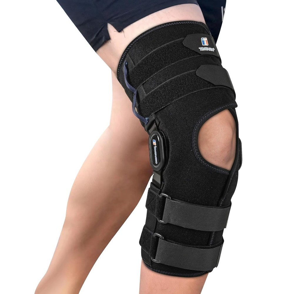 Knee Brace for Men and Women, 16inch Hinged Knee Brace with Side Stabilizers Adj