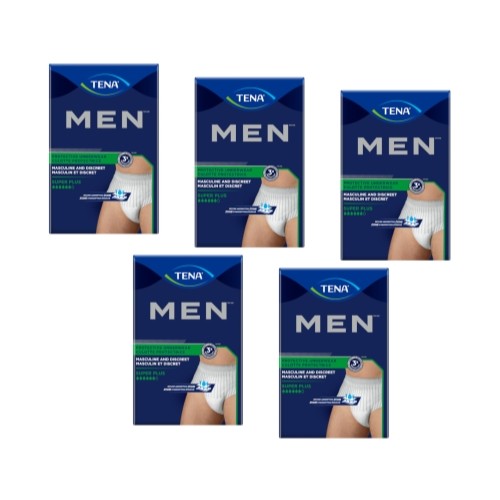 TENA Men Super Plus Incontinence Protective Underwear S/M 16 Count – Pack of 5