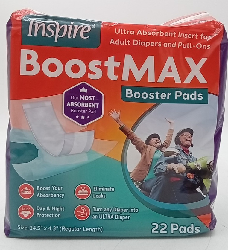 Inspire Incontinence Booster Pads Super Absorbent 22 ct. NIP
