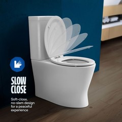 HIGHCRAFT Premium Round Toilet Seat with Slow-Close Design, Round, White