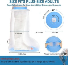 Upgraded Extra Long Leg Cast Cover – Perfect for Showering with Safety Features