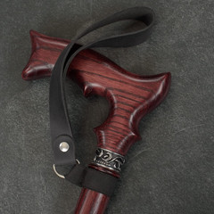 Handmade Leather Cane Strap – Stylish Wrist Strap for Canes and Walking Black