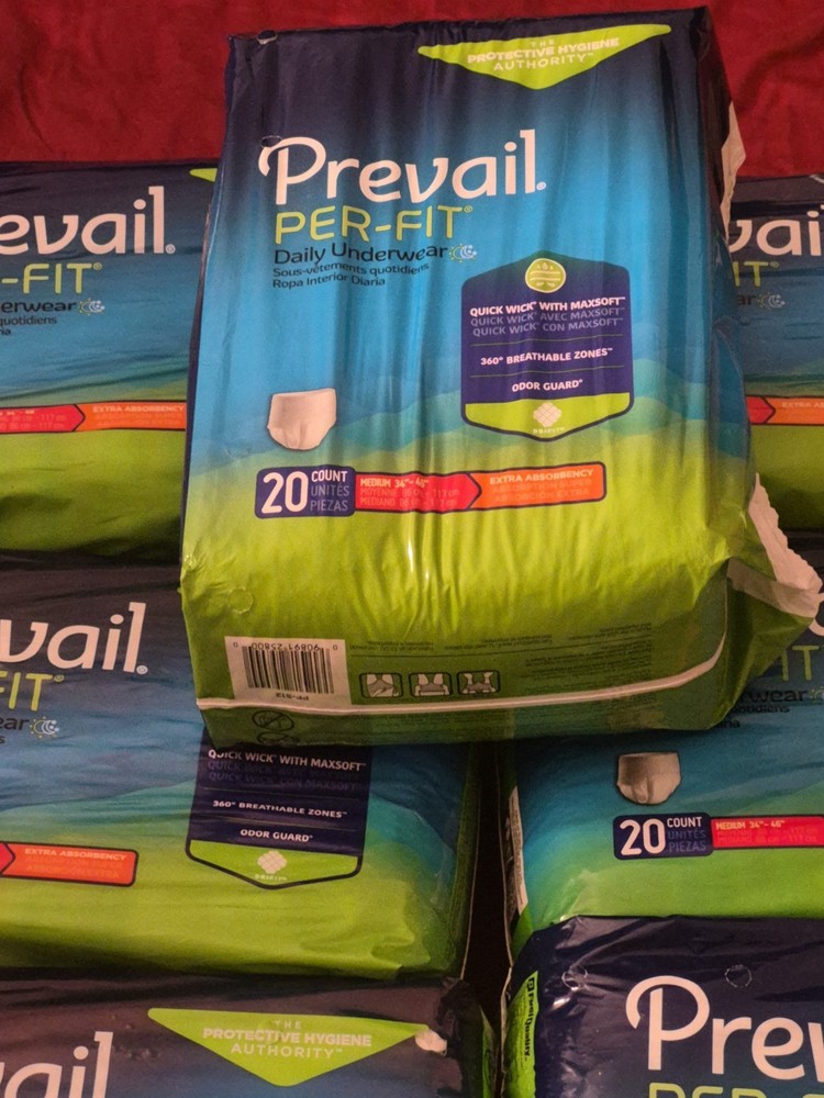 Prevail PER-FIT Daily Underwear Medium 34″-46″ *20 Count* NEW PULL-UPS (1) Pack