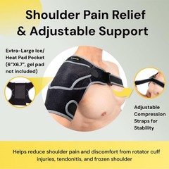 Shoulder Brace with Adjustable Support and Ice Pad Pocket for Pain Relief, Ro…