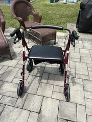 Guardian 4-Wheel Rollator Walker w/ Seat Handbrakes 500 lb Burgundy