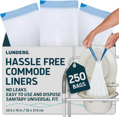 Disposable Commode Liners – 250 Count Medical Grade Universal Fit Bags
