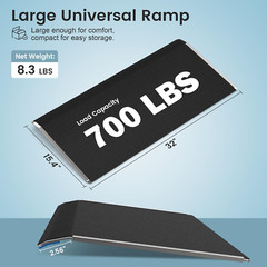 Portable 15.4″ x 32″ Aluminum Threshold Ramp for Wheelchairs, 700 LBS Capacity