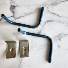 Wheelchair metal parts blue silver vintage pipe plate repurpose