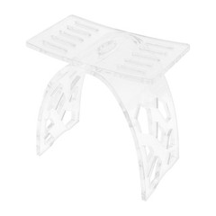 Clear Acrylic Shower Stool Floor Standing Bathroom Bench w/ Water Leaking Channe