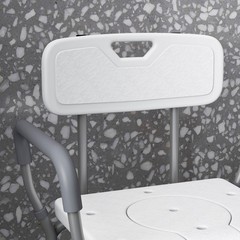 3-in-1 Shower Chair with Back and Arms Height Adjustable Bedside Commode White