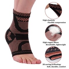 Copper Infused Ankle Support Compression Sleeve Men Women，for Foot Pain Relief