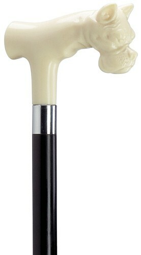 HARVY IVORY BULL DOG HANDLE MAPLE WOOD SHAFT WALKING CANE BULLDOG MADE IN ITALY