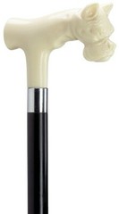 HARVY IVORY BULL DOG HANDLE MAPLE WOOD SHAFT WALKING CANE BULLDOG MADE IN ITALY