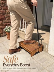 5” Wood Step Stool, Acacia Wooden Stools (No Assembly Required)- 500 LBS Capa…