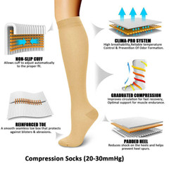 15-20 mmhg Hose Compression Socks for women Pain Relief Calf Leg Foot Full Toe