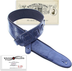 Walker & Williams G-25 Handmade Navy Blue Guitar Strap with Padded Glove Leather