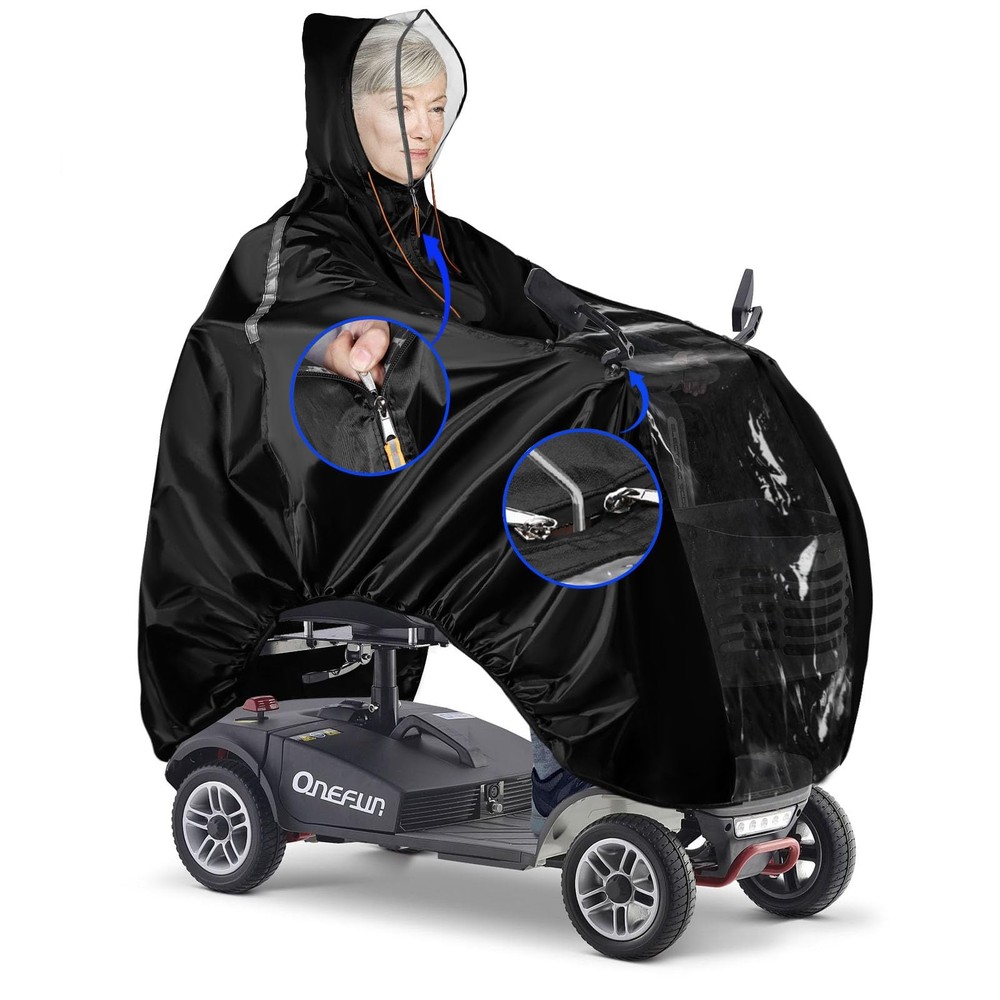 ZHOUMADE Mobility Scooter Rain Cover, 420D Oxford & EVA One Size, Black