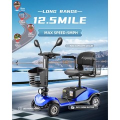 Foldable All Terrain Mobility Scooter 350W 12V20AH Dual Battery Elderly Adult
