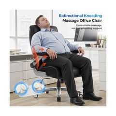 600LBS Big and Tall Massage Office Chair, Extra Wide Seat – 3D Kneading Massa…