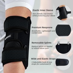 NOSIDAK Elbow Brace for Cubital Tunnel Syndrome, Ulnar Nerve One Size, Black