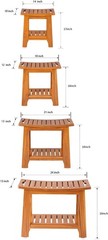 14″ Compact Teak Shower Stool with Shelf & Handle-Waterproof,Non-Slip Bath Bench
