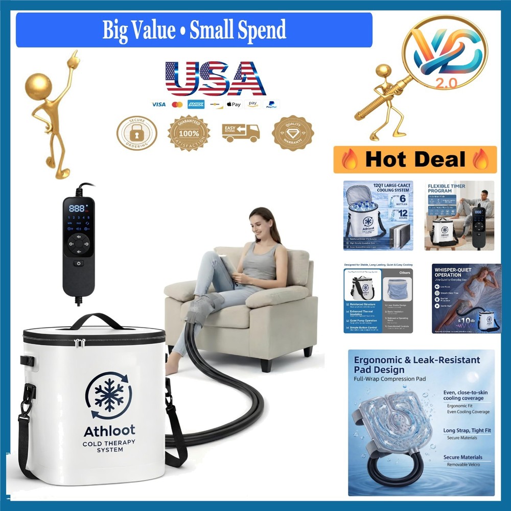Ice Machine for Knee Surgery Cold Therapy with Auto Timer & Leak-Proof Bucket