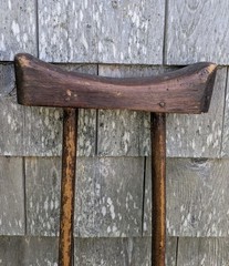Vintage Handmade Wood Non-Adjustable Crutches Mottled Dark Patina About 48″ Tall