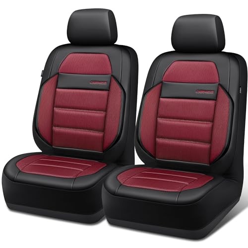 Memory Foam Seat Covers Front, Airy Cool Mesh Thick Car Seat Covers, Burgundy