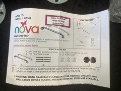 Two (2) Nova Heavy Duty Wall-Mounted Grab Bar 16″- 12″-inch CHROME New NIB