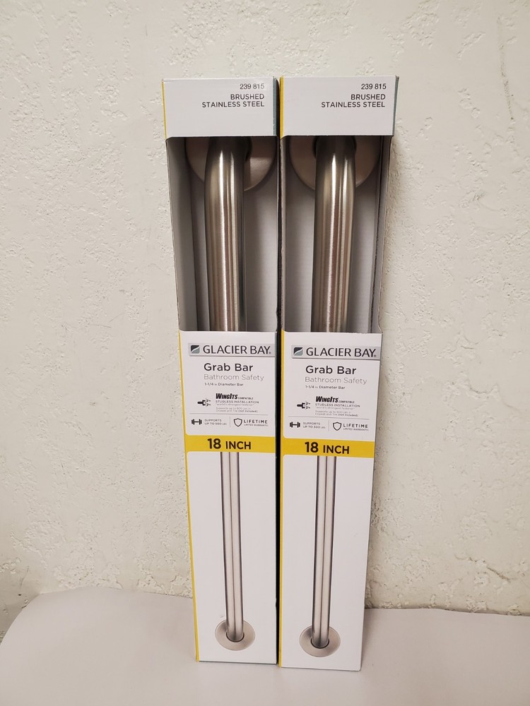 *2* Glacier Bay 18 in L x 3.1 in ADA Compliant Grab Bar Brushed Stainless Steel