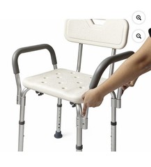 Guardian Folding Shower Chair Backrest Padded Arms Non-Slip Adjustable 16-21″
