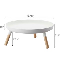 Yamazaki Home Plain Metal Pedestal Table Tray Wooden Legs For Countertop Or