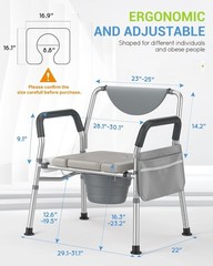 Heavy Duty 4-in-1 Bariatric Commode Chair – Extra Wide & Adjustable Height