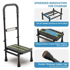 Step Stool with Handle for Elderly Adults, Adjustable Handrail & Leg, Sensor …