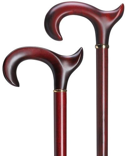 Men’s German Anatomical Right Hand Derby Handle Burgundy Wood Tall Walking Cane