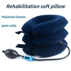 Inflatable Cervical Traction Device Neck Support Brace 3 Tube Adjustable Pillow