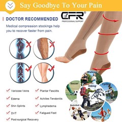 Zipper Compression Socks Copper Support Graduated Stockings Women Mens 20-30mmHg