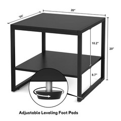 Homieasy End Table 20 Inch Square End Table Mini Fridge Stand 2-Tier Storage
