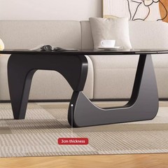 Easysoul Modern Glass Coffee Table 32.68 D X 22.44 W X 15.75 H Abstract Round