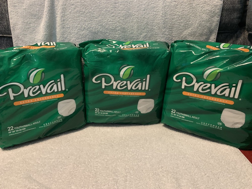 3 Packs of 22 (66 in All) Prevail Underwear Youth / Small 20″-34″ **NEW** PV 511