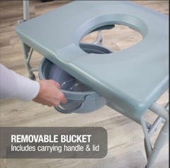 Commode Extra-Wide Heavy-Duty Drop-Arm Durable Powder-Coated Steel Gray