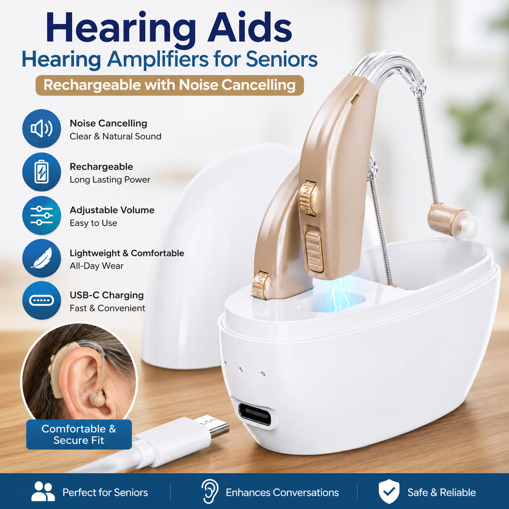 Hearing Aids Hearing Amplifiers for Seniors Rechargeable with Noise Cancelling.