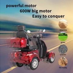 800W Heavy Duty 4 Wheels Mobility Scooter w/ Roof for Seniors 500lbs Capacity