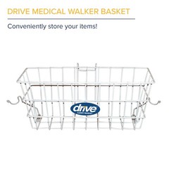Drive Medical Walker Basket with Plastic Insert Tray and Cup Holder, Aluminum