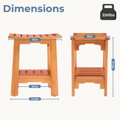 Teak Shower Bench Adjustable Non-Slip Bathroom Spa Stool for Tub Outdoor Use